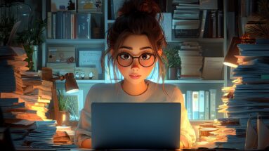 Cluttered home office